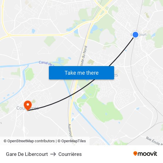 Gare De Libercourt to Courrières map