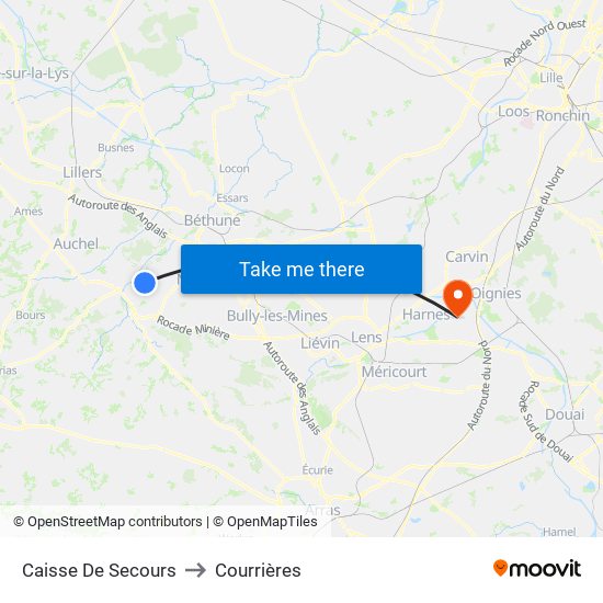 Caisse De Secours to Courrières map
