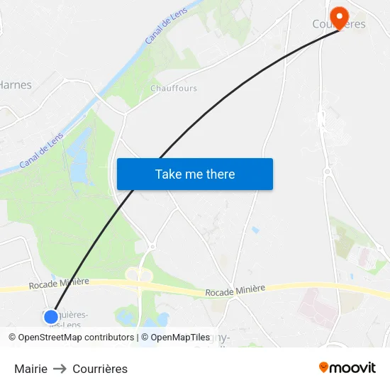 Mairie to Courrières map