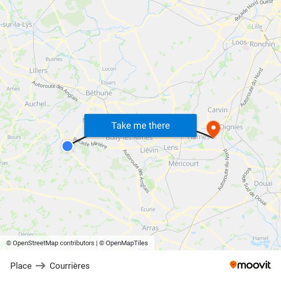 Place to Courrières map