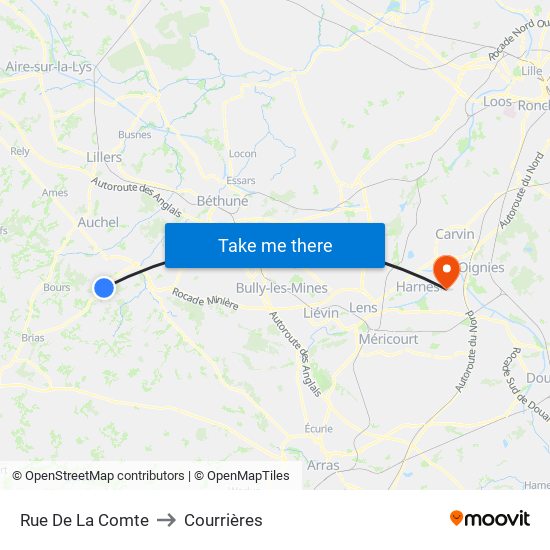 Rue De La Comte to Courrières map