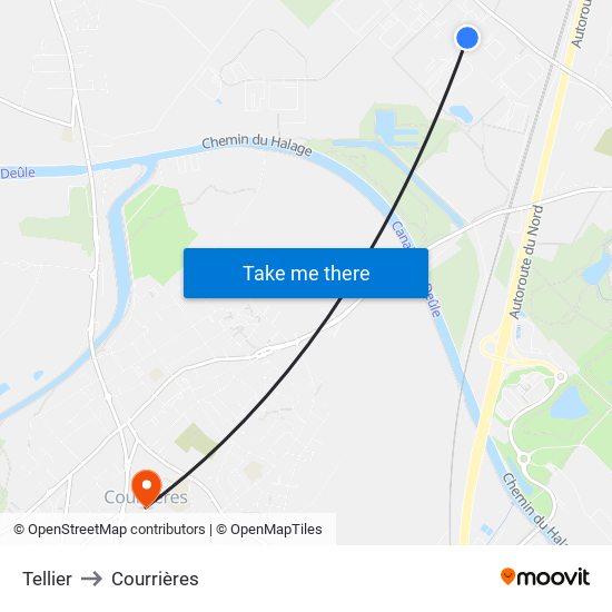 Tellier to Courrières map