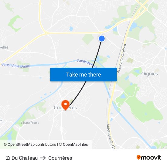 Zi Du Chateau to Courrières map