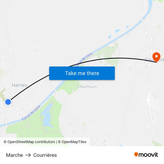 Marche to Courrières map