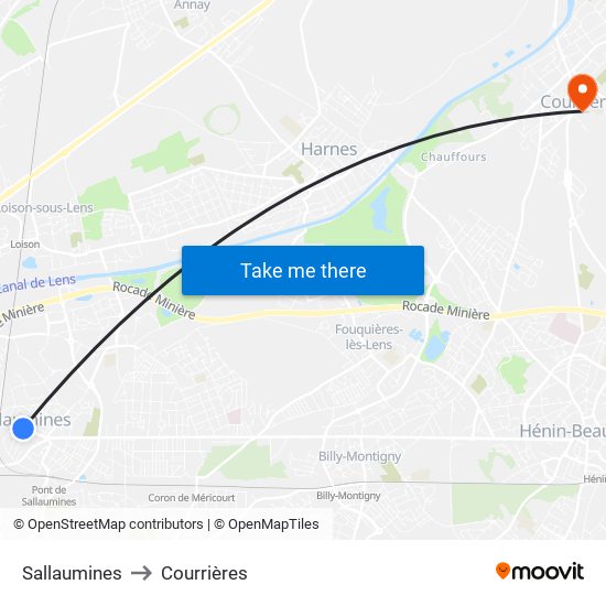 Sallaumines to Courrières map