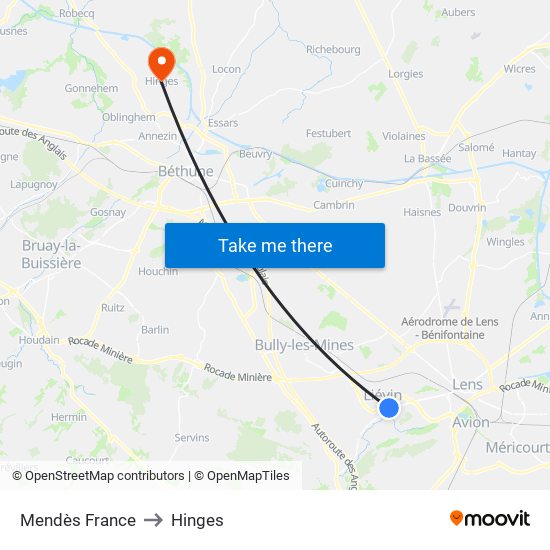 Mendès France to Hinges map