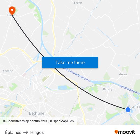 Éplaines to Hinges map