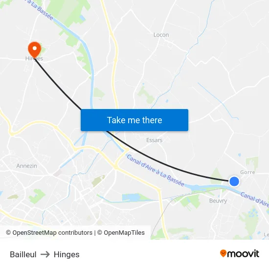 Bailleul to Hinges map