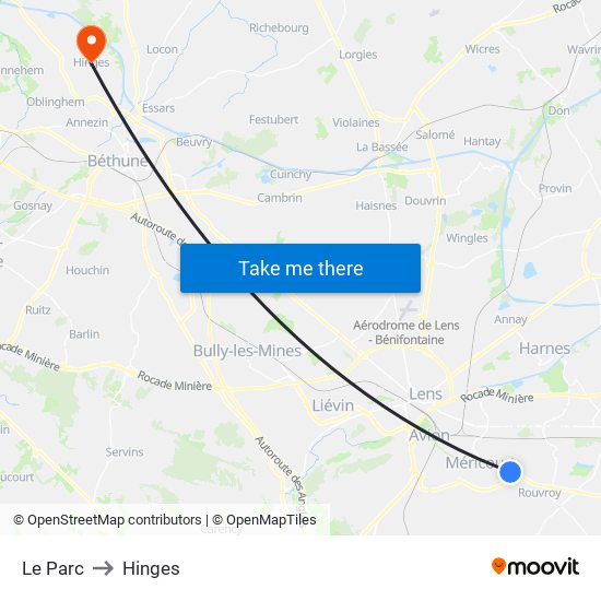 Le Parc to Hinges map