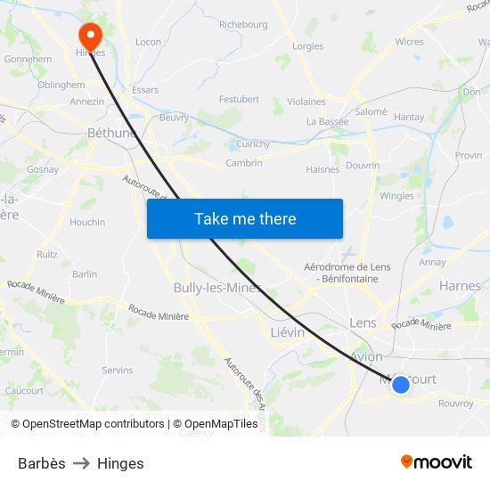 Barbès to Hinges map