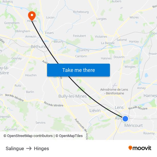 Salingue to Hinges map