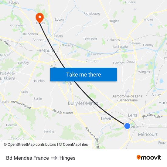 Bd Mendes France to Hinges map