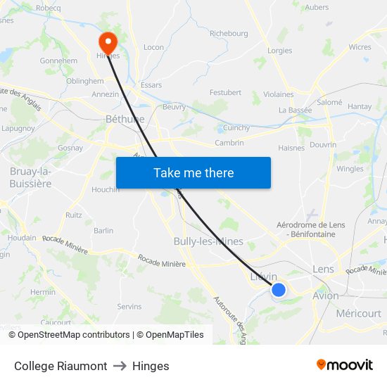 College Riaumont to Hinges map