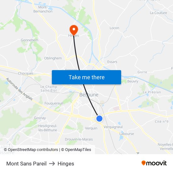 Mont Sans Pareil to Hinges map