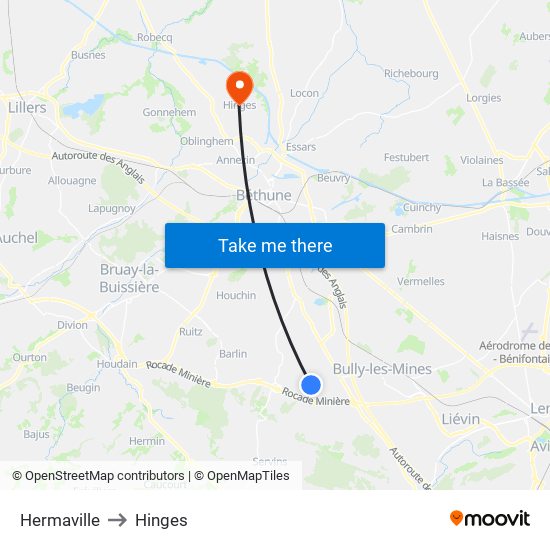 Hermaville to Hinges map