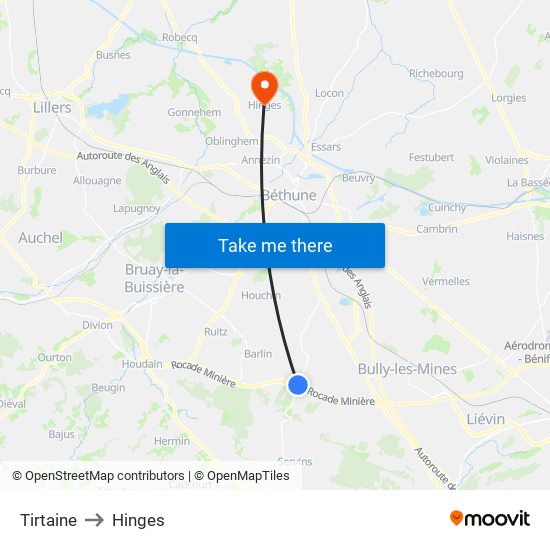 Tirtaine to Hinges map