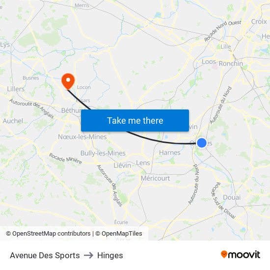 Avenue Des Sports to Hinges map