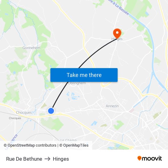 Rue De Bethune to Hinges map
