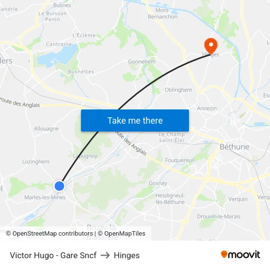 Victor Hugo - Gare Sncf to Hinges map