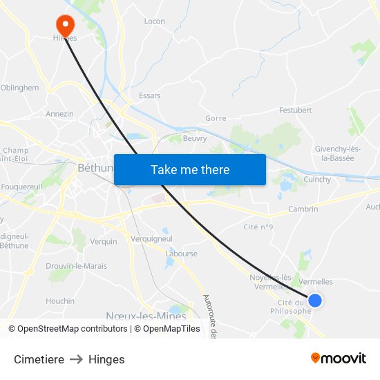 Cimetiere to Hinges map