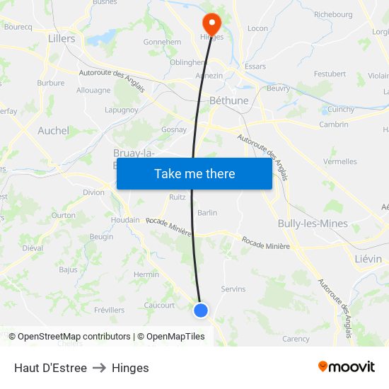 Haut D'Estree to Hinges map