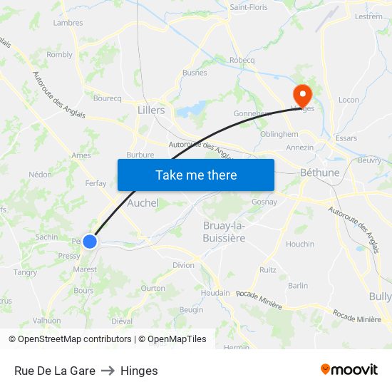 Rue De La Gare to Hinges map
