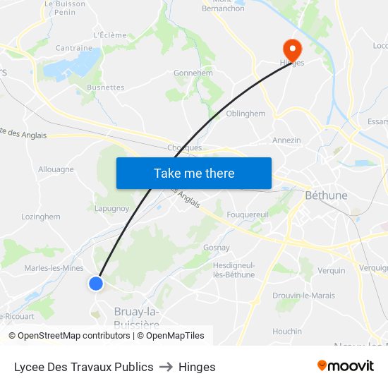 Lycee Des Travaux Publics to Hinges map
