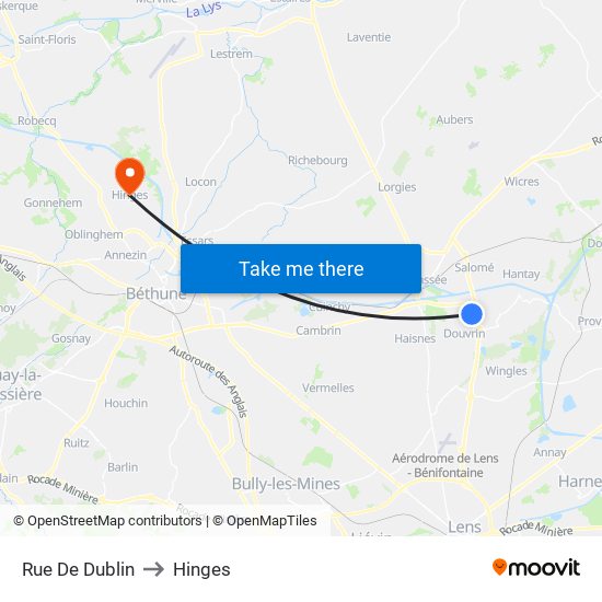 Rue De Dublin to Hinges map