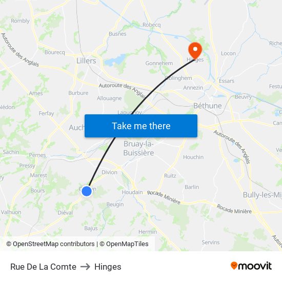 Rue De La Comte to Hinges map