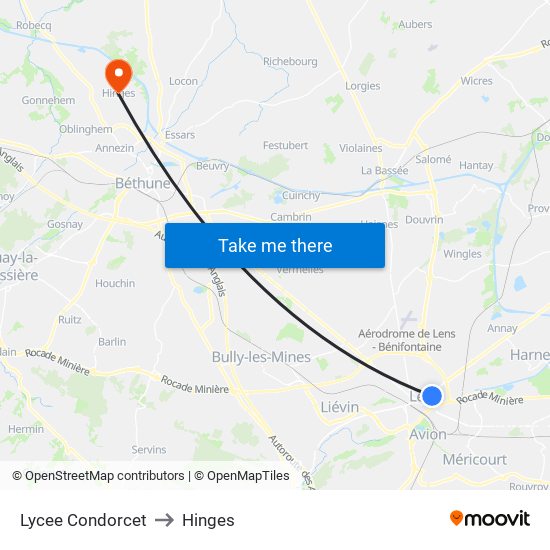 Lycee Condorcet to Hinges map