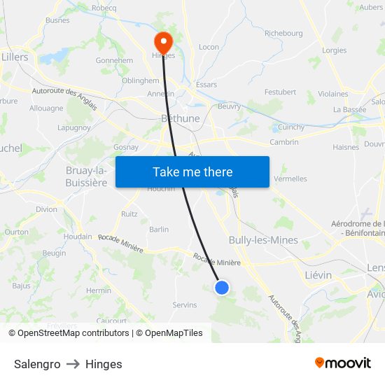 Salengro to Hinges map