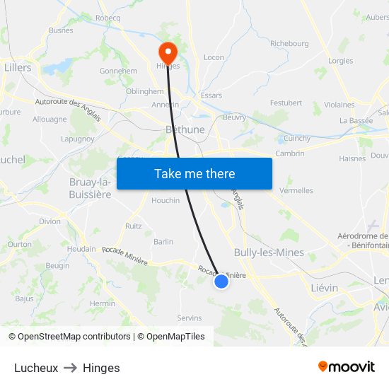 Lucheux to Hinges map