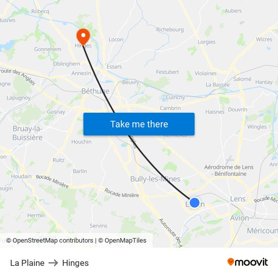 La Plaine to Hinges map