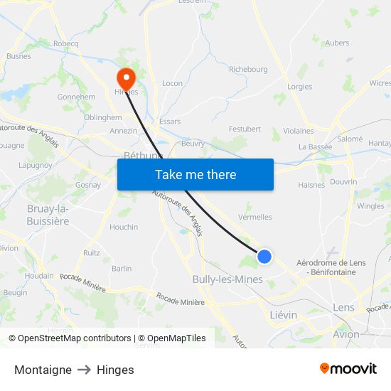 Montaigne to Hinges map