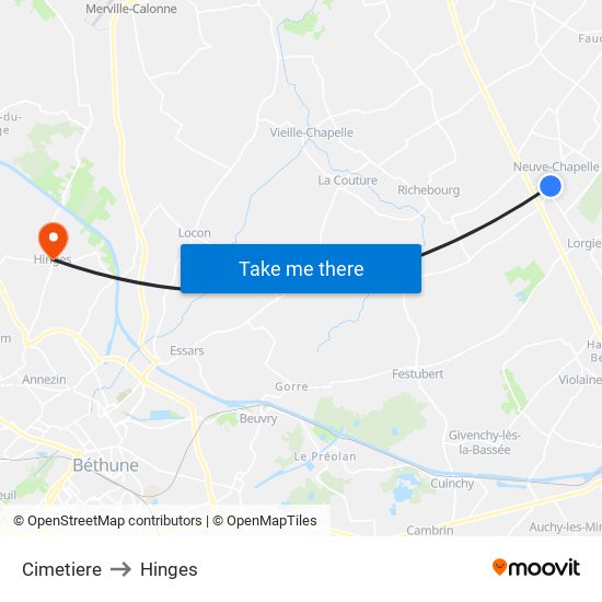 Cimetiere to Hinges map