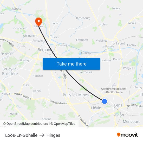 Loos-En-Gohelle to Hinges map