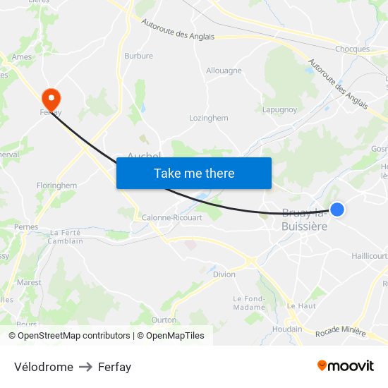 Vélodrome to Ferfay map