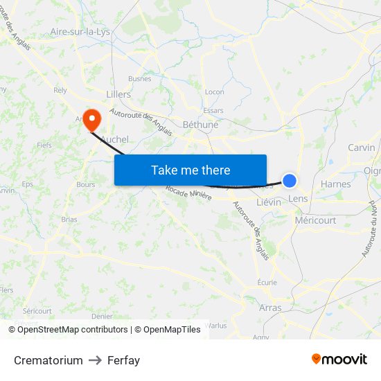 Crematorium to Ferfay map