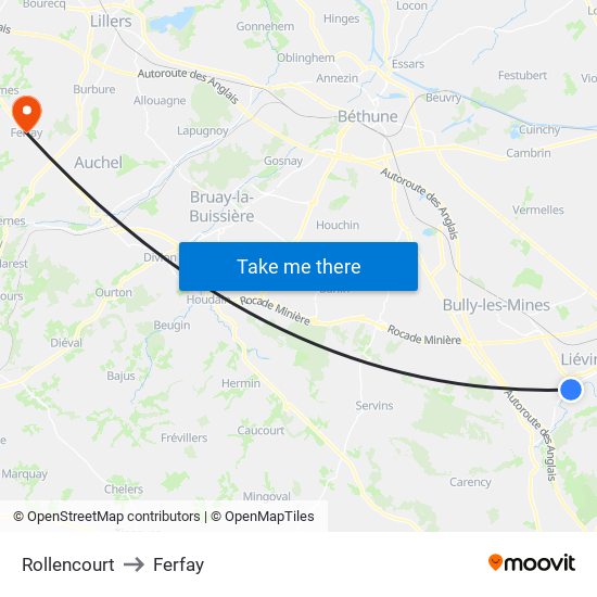 Rollencourt to Ferfay map