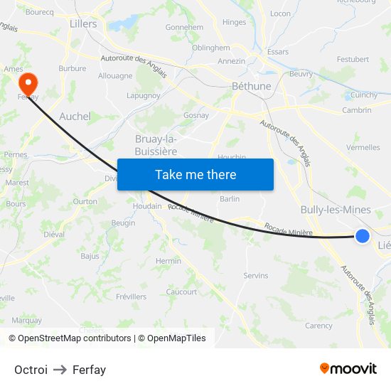 Octroi to Ferfay map