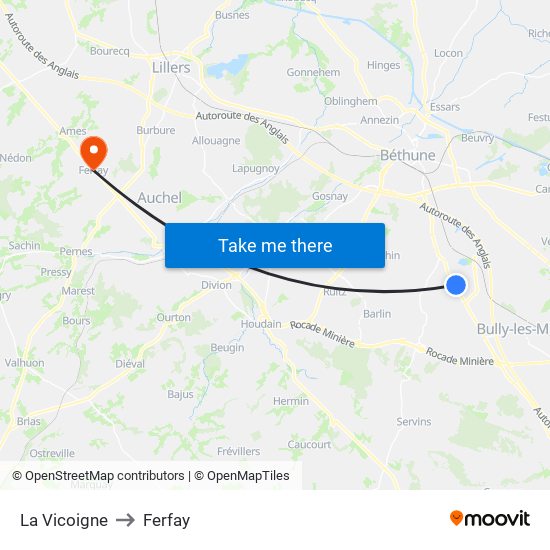 La Vicoigne to Ferfay map