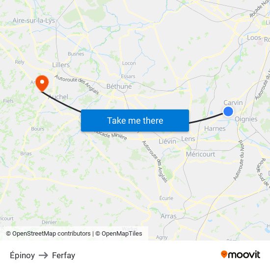 Épinoy to Ferfay map