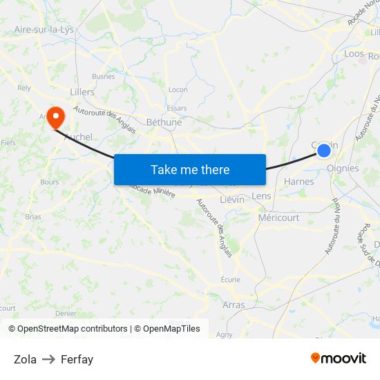 Zola to Ferfay map