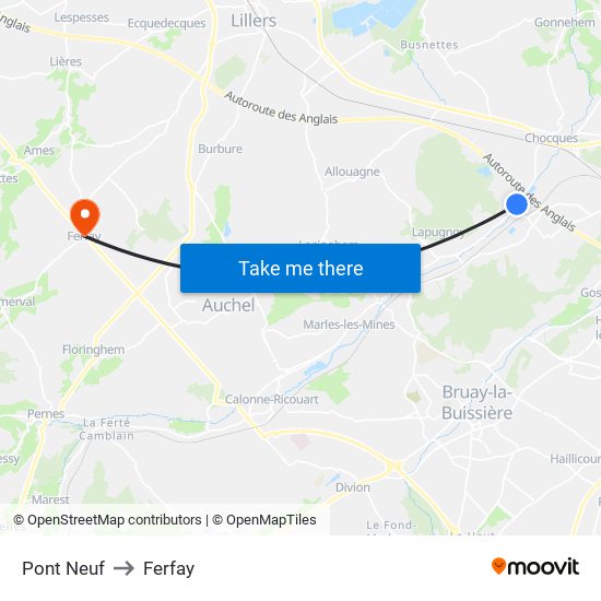 Pont Neuf to Ferfay map