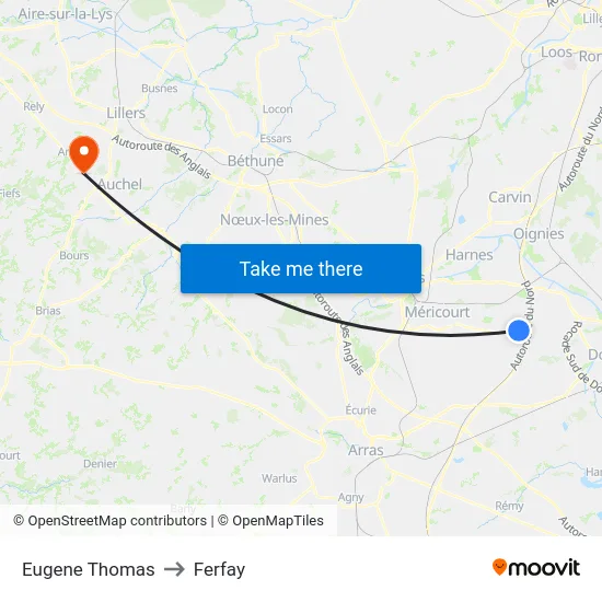 Eugene Thomas to Ferfay map