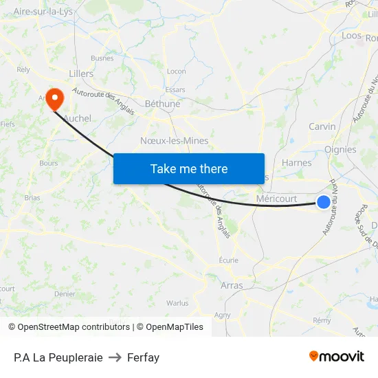 P.A La Peupleraie to Ferfay map