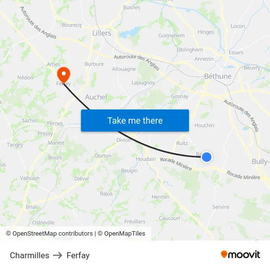 Charmilles to Ferfay map