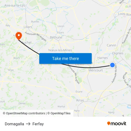 Domagalla to Ferfay map
