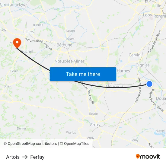 Artois to Ferfay map