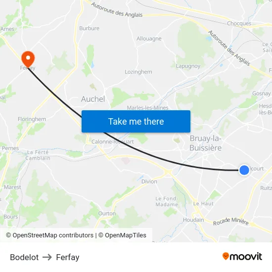 Bodelot to Ferfay map